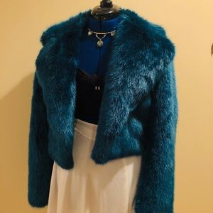 Size Small Teal Faux Fur Michael Kors Jacket Coat